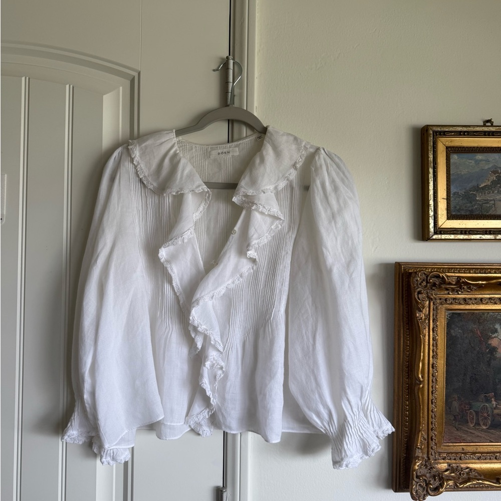 Doen white ramie river blouse
